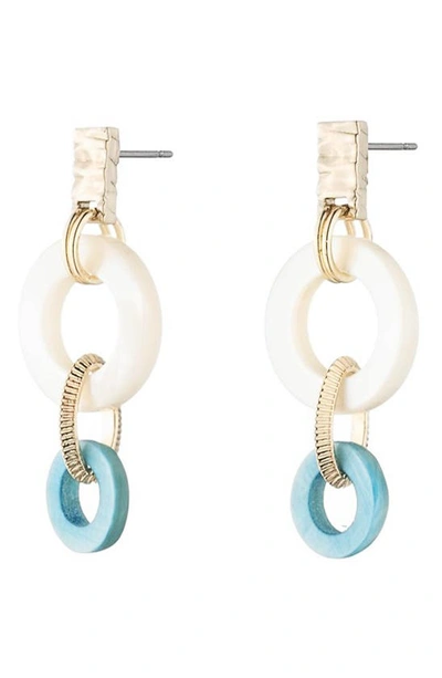 Akola Small Amora Abalone & Aqua Horn Drop Earrings