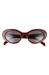 Celine 53mm Cat Eye Sunglasses In Shiny Dark Havana/ Smoke