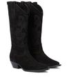Etro Suede Boots With Paisley Embroidery In Black