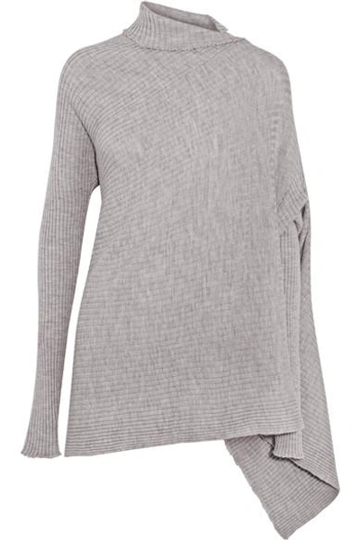 Marques' Almeida Asymmetric Ribbed Merino Wool Turtleneck Sweater