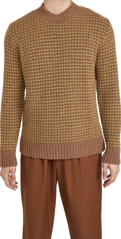 Marni Checked Wool-blend Sweater In Walnut