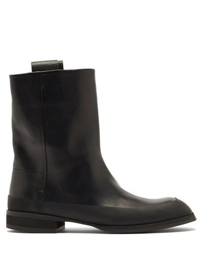 The Row Grunge Flat Leather Ankle Boots In Black