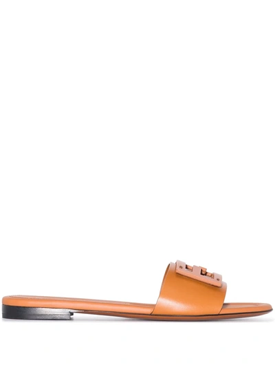 Fendi Brown Signature Leather Sandals