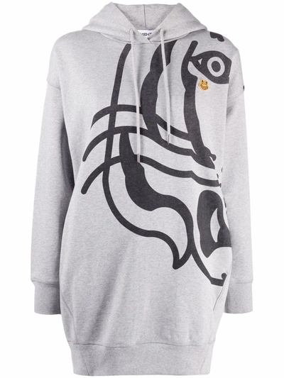 Kenzo K-tiger Oversized Hooded Sweatshirt Dress In Grey | ModeSens 