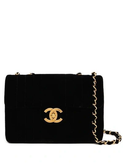 Pre-owned Chanel 1992 Mademoiselle Classic Flap Jumbo Shoulder Bag In Black