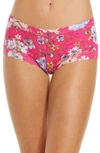 Hanky Panky Beverly Floral-print Lace Boyshorts In Pink Multi