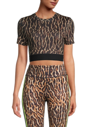 Pam & Gela Women's Leopard-print Cropped Top In Natural