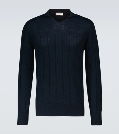 Orlebar Brown Hedley Ribbed Sweater In Blue