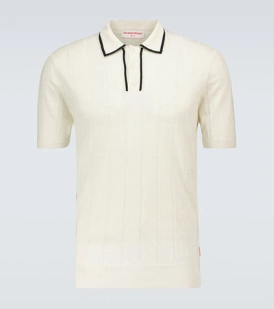 Orlebar Brown Price Linen And Wool Polo Shirt In White
