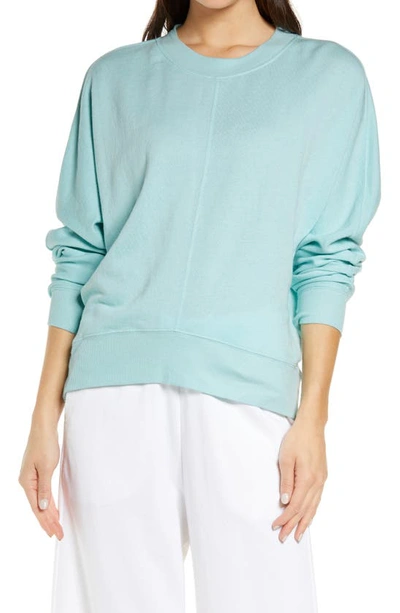 Zella Carey Crew High/low Sweatshirt In Blue Resort