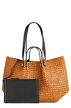 Allsaints Allington Straw Tote Bag In Light Honey