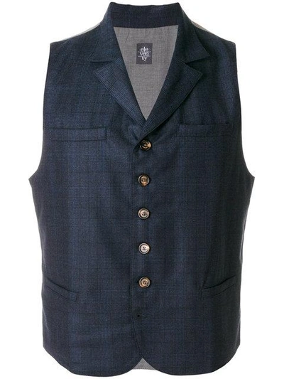 Eleventy Tweed Waistcoat In Blue