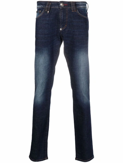 Philipp Plein Super Straight-cut Institutional Jeans In Blau