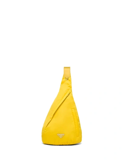 Prada Re-nylon Logo-plaque Backpack In Yellow