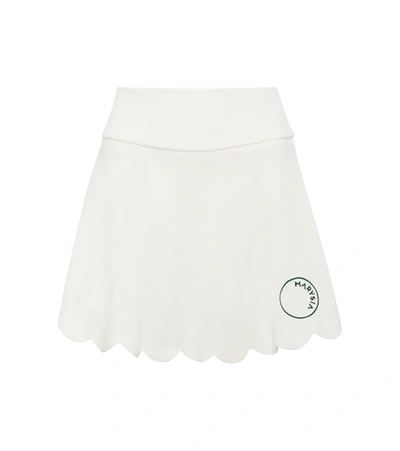 Marysia + Net Sustain Steffi Scalloped Stretch Recycled-seersucker Tennis Skirt In White
