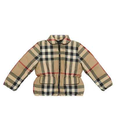 Burberry Kids' Vintage Check Puffer Down Jacket In Beige
