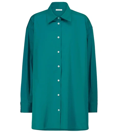 The Row Luka Oversized Cotton-poplin Shirt In Turquoise