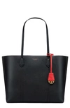 Tory Burch Perry Leather Tote In Black