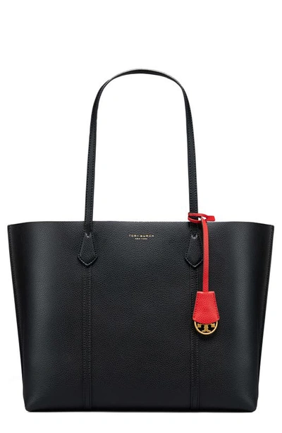 Tory Burch Perry Leather Tote In Black