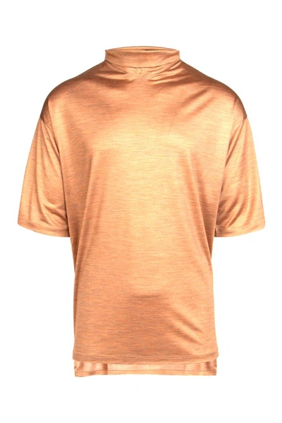 Ermenegildo Zegna Funnel Neck Drop Shoulder Shirt In Orange