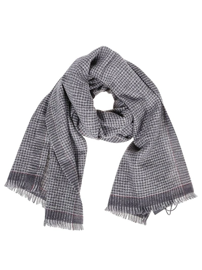 Ermenegildo Zegna Hounds Tooth Jacquard Scarf In Grey