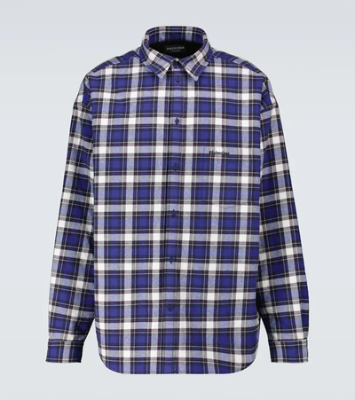 Balenciaga Padded Logo-embroidered Checked Cotton-flannel