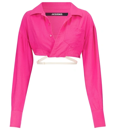 Jacquemus La Chemise Laurier Cropped Shirt In Pink