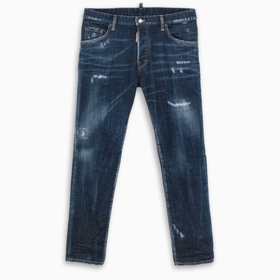 Dsquared2 Washed Navy Blue Skinny Jeans