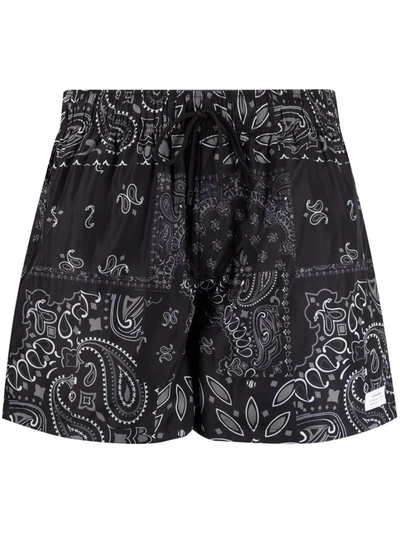 Stampd Paisley-print Cotton Shorts In Black