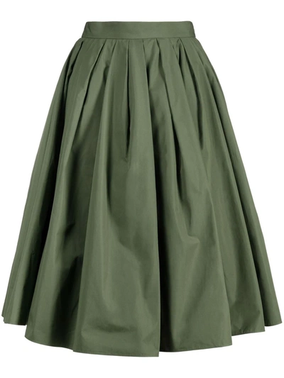 Alexander Mcqueen Gathered A-line Midi Skirt In Green
