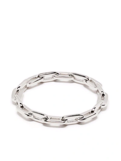 Maria Black White Rhodium-plated Gemma Chain Ring In Silver