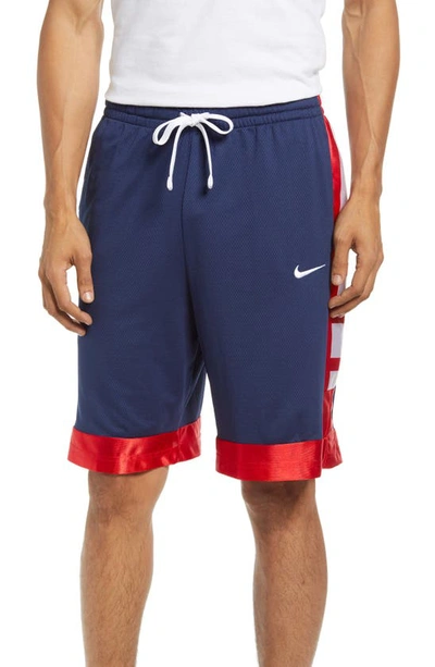 Nike Dri-fit Elite Stripe Basketball Shorts In Midnight Navy/university Red/ white | ModeSens