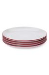 Leeway Home Set Of 4 Small Plates In Red Stripes