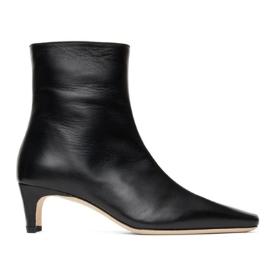 Staud Valletta Zip-front Leather Ankle Boots In Black