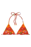 Tory Burch Print Triangle Bikini Top In Red Cat