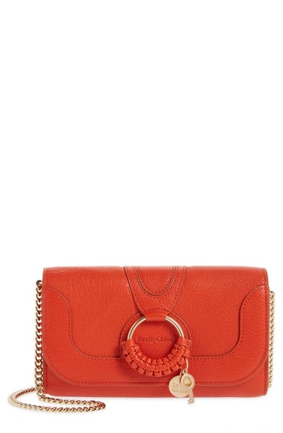 See By Chloé Hana Large Leather Wallet On A Chain In Loving Orange