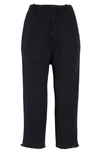 Nili Lotan Luna Cotton & Linen Twill Crop Pants In Dark Navy