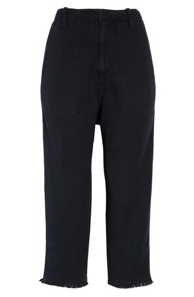 Nili Lotan Luna Cotton & Linen Twill Crop Pants In Dark Navy