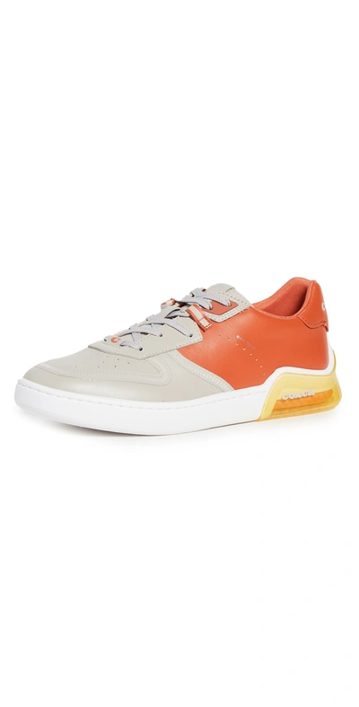 Coach Citysole Leather Colorblock Court Low Top Sneakers In Bone Spice Orange