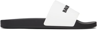 Balenciaga Logo-embellished Flat Slides In White