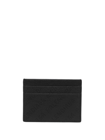 Balenciaga Perforated Logo Cardholder In Black