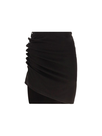 Paco Rabanne Asymmetric Ruched Jersey Mini Skirt In Black