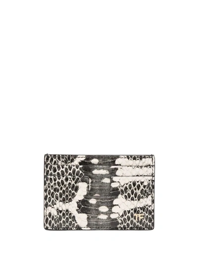 Tom Ford Black Snake Effect Leather Card Holder