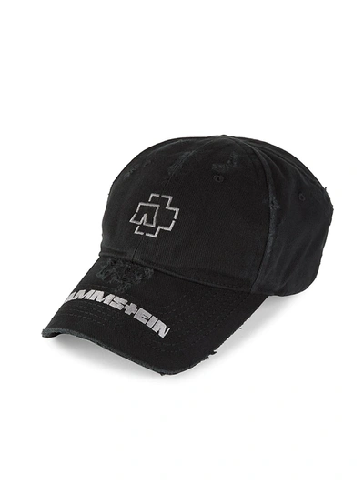 Balenciaga Distressed Rammstein Logo Cap In Nero | ModeSens