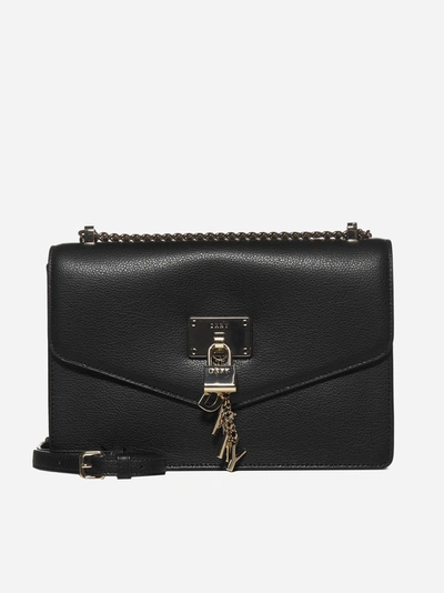 Dkny Elissa Leather Shoulder Bag In Black