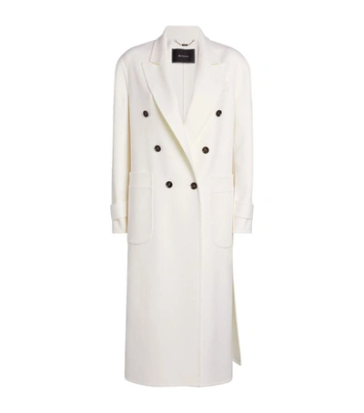 Kiton Woman Long Oversize Double-breasted Coat In White Cashmere