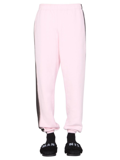 Marni Bleached-effect Tapered Track Trousers In Pink