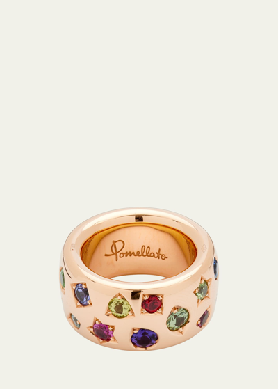 Pomellato Rose Gold, Tanzanite, Sapphire And Ruby Iconica Color Maxi Ring