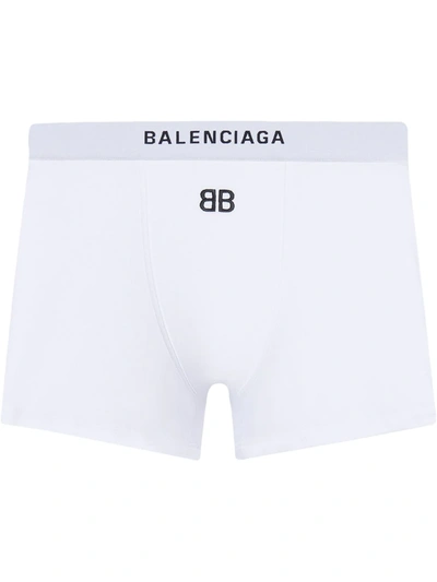 Balenciaga Stretch Cotton Jersey Mini Sport Shorts In Weiss