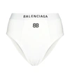 Balenciaga Logo-embroidered High-rise Cotton-blend Briefs In White